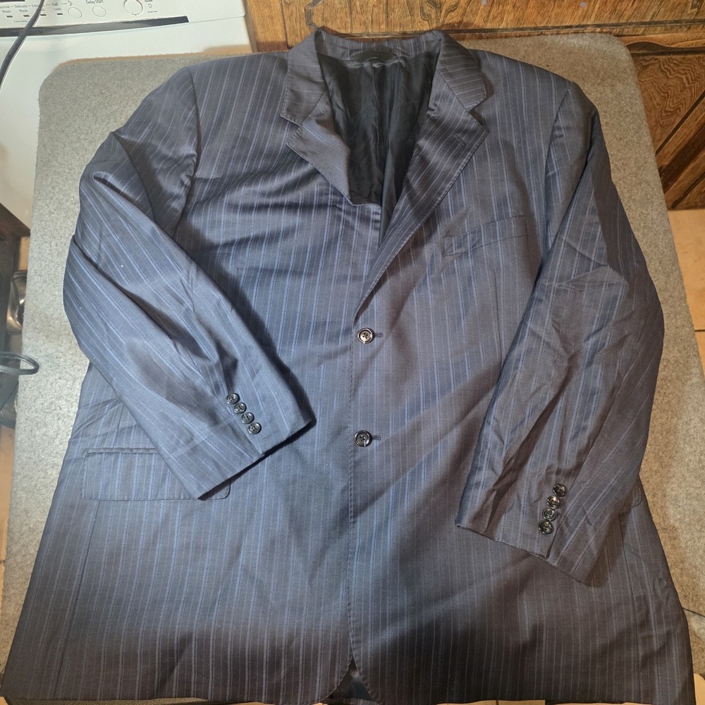 BARONI Blazer Mens 52L Blue Super 150's Wool Blazer Sport Coat Suit Jacket T1